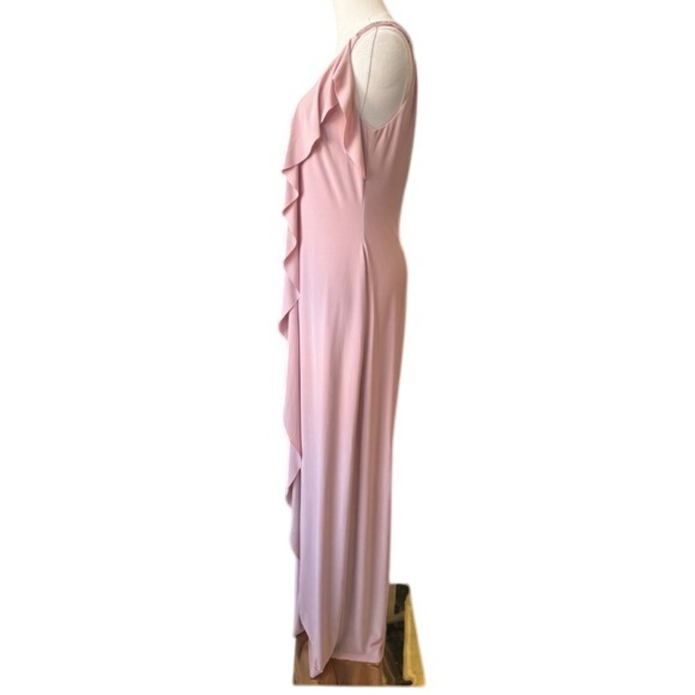 Lauren Ralph Lauren Jersey Ruffle Embellished Formal Dress Size 8 Elegant Glam - Picture 8 of 11